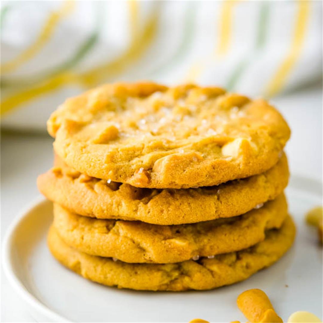 Chunky Peanut Butter Cookies with White Chocolate Chips
