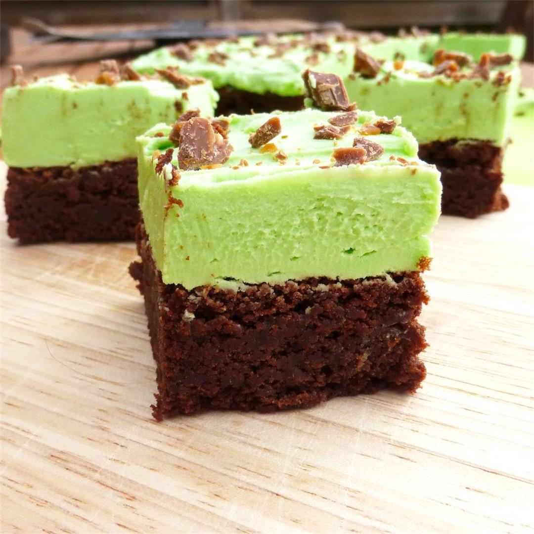 St Patrick's Day Chocolate Spelt Brownies with Mint Frosting