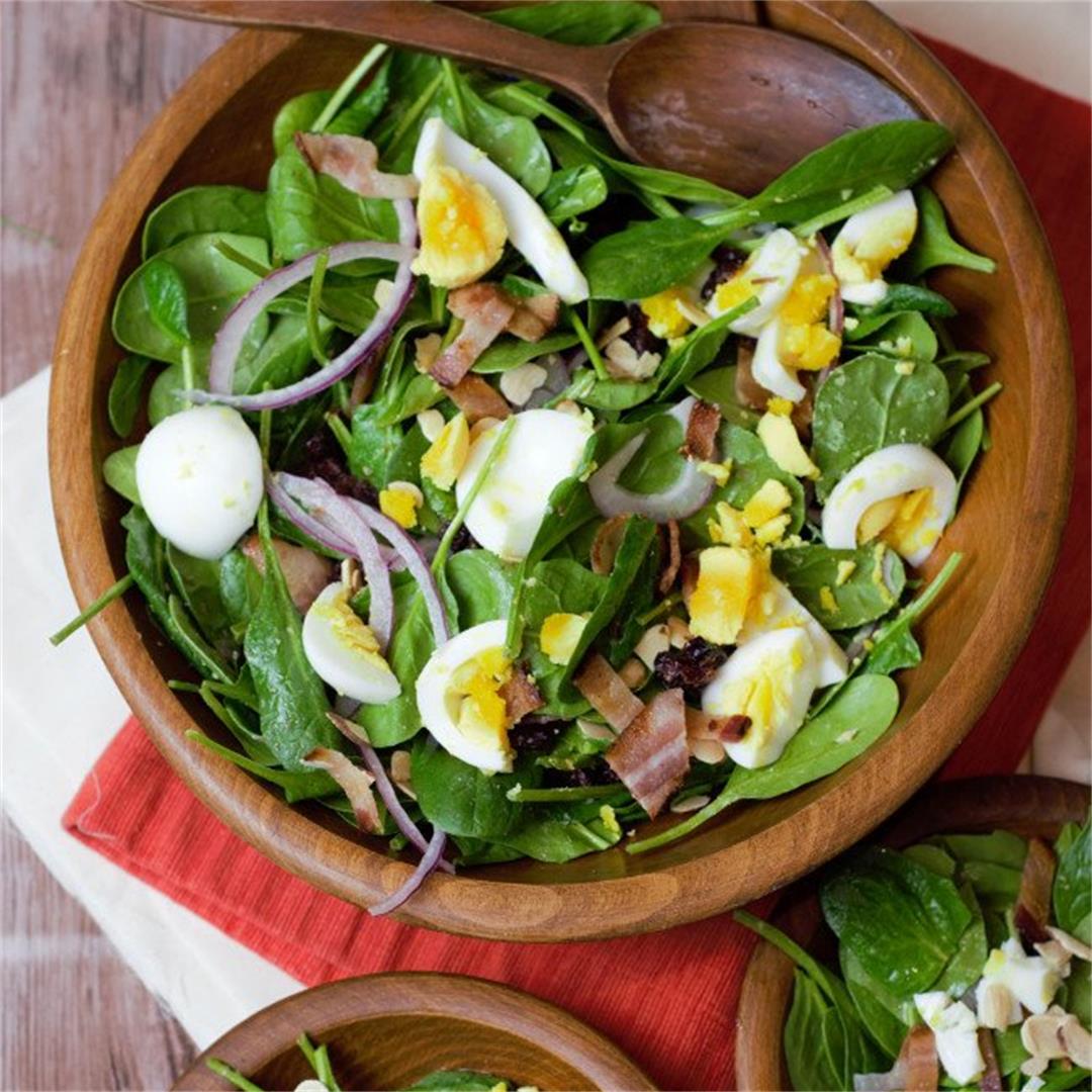 Wilted Spinach Salad with Bacon Dressing