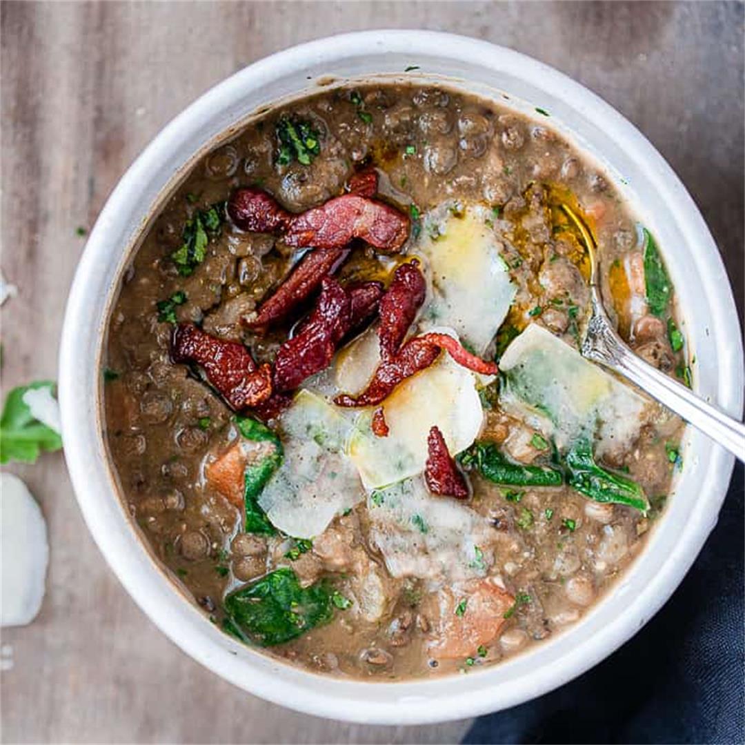 The Best One Pot Easy Lentil Soup (With Bacon)