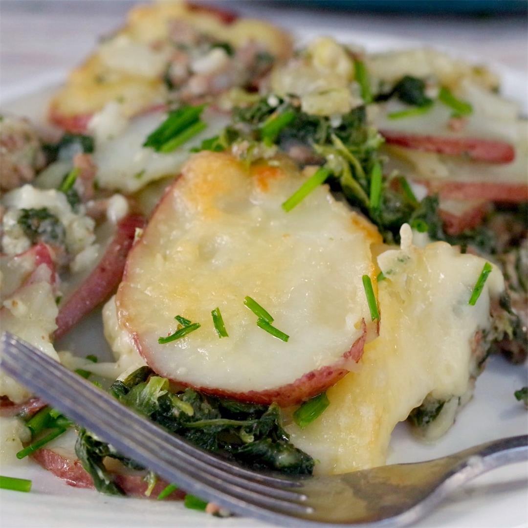 Potato, Spinach and Beef Casserole