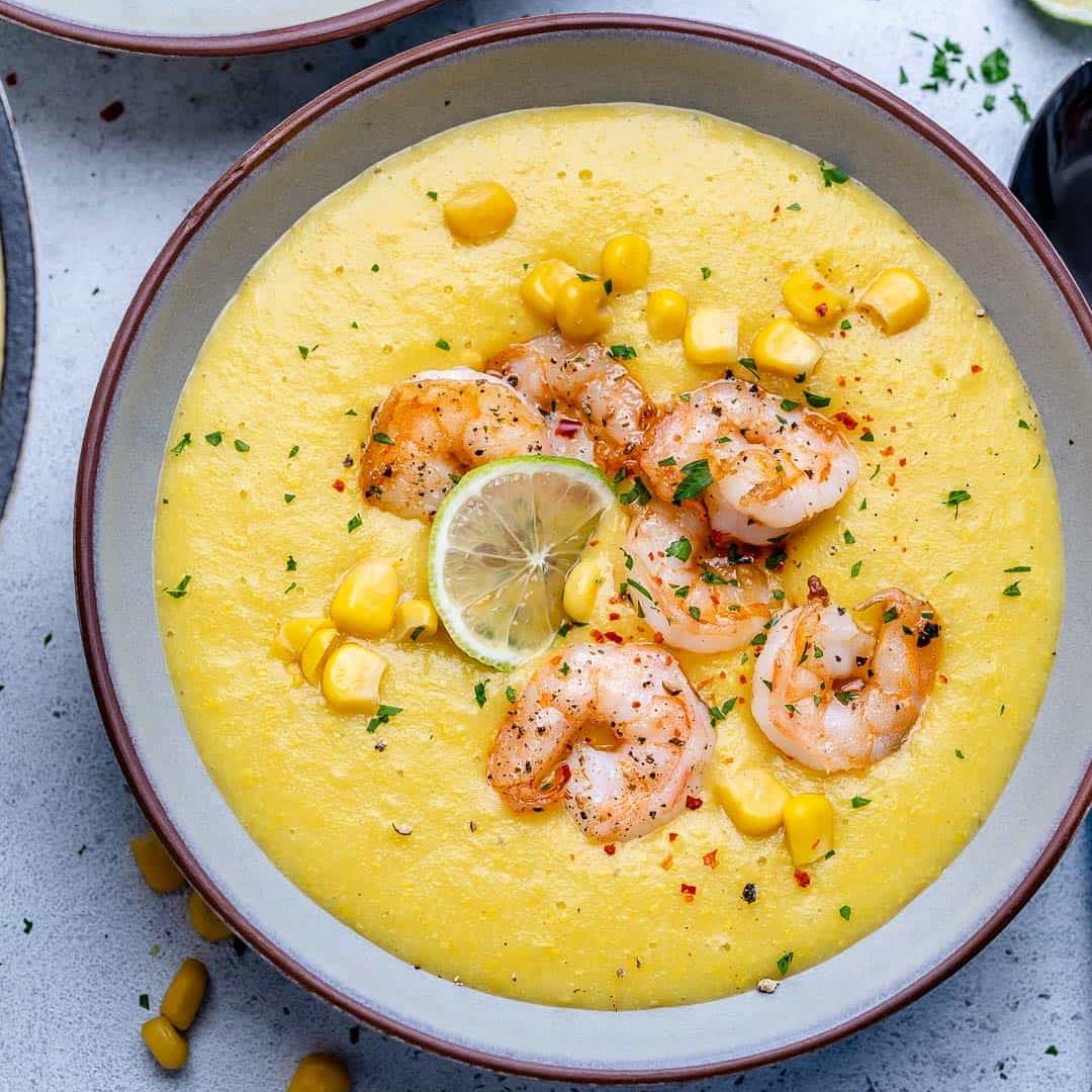 Easy Creamy Potato Corn Soup with Shrimp