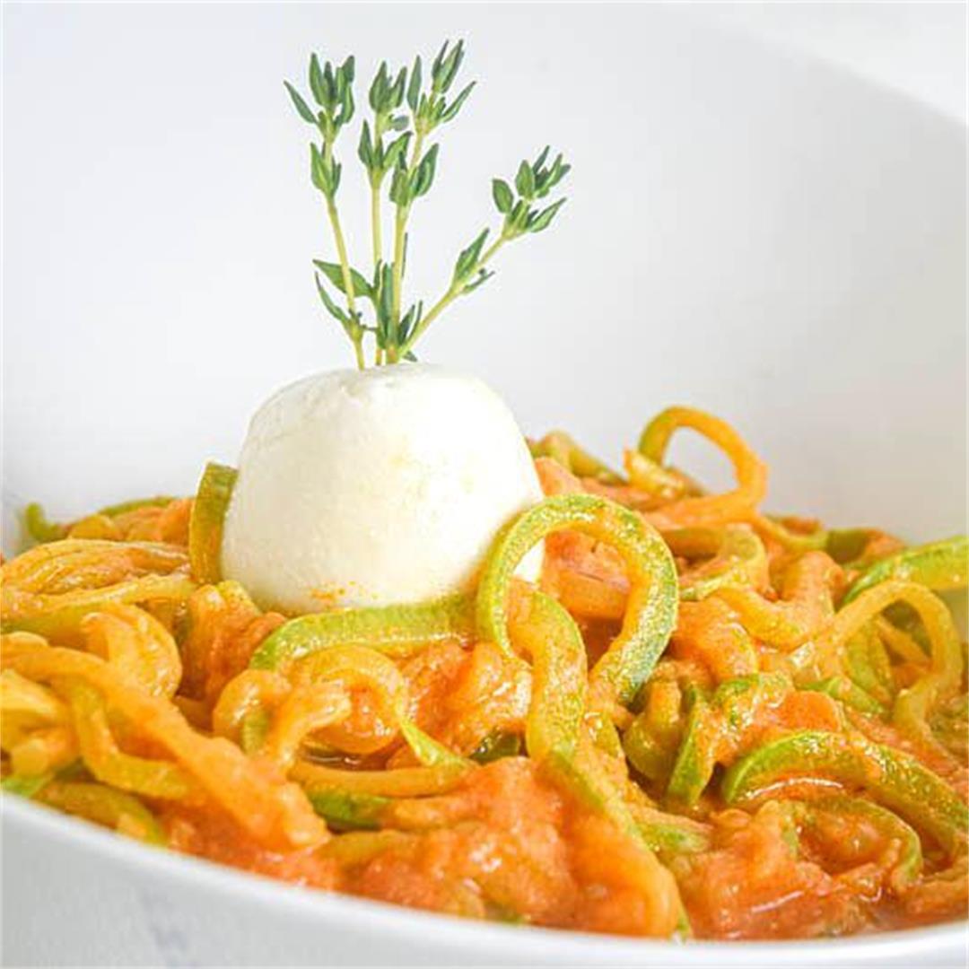 Keto Zucchini ‘Noodles’ with Creamy Tomato Sauce