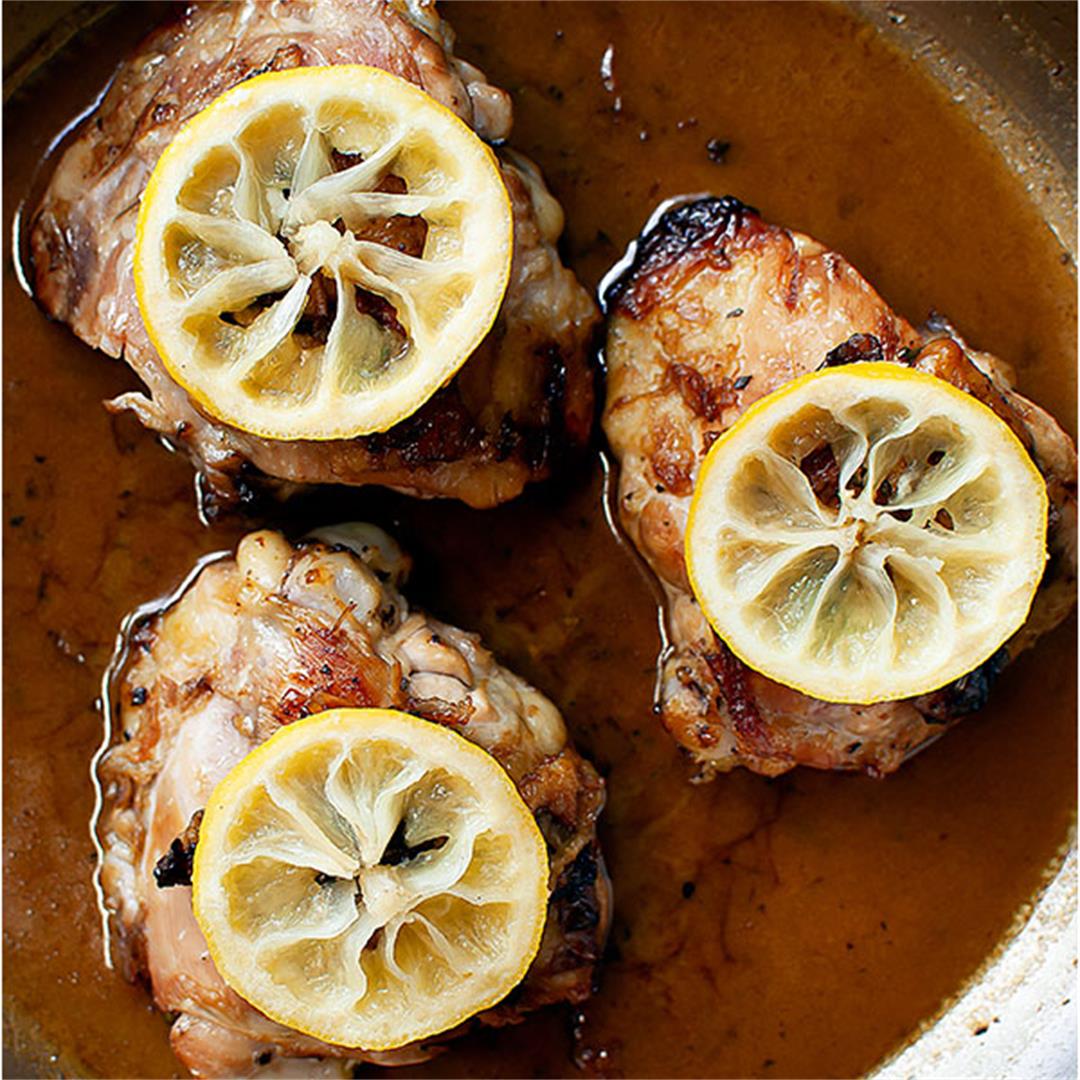 Lemon Rosemary Chicken Thighs & White Wine Sauce
