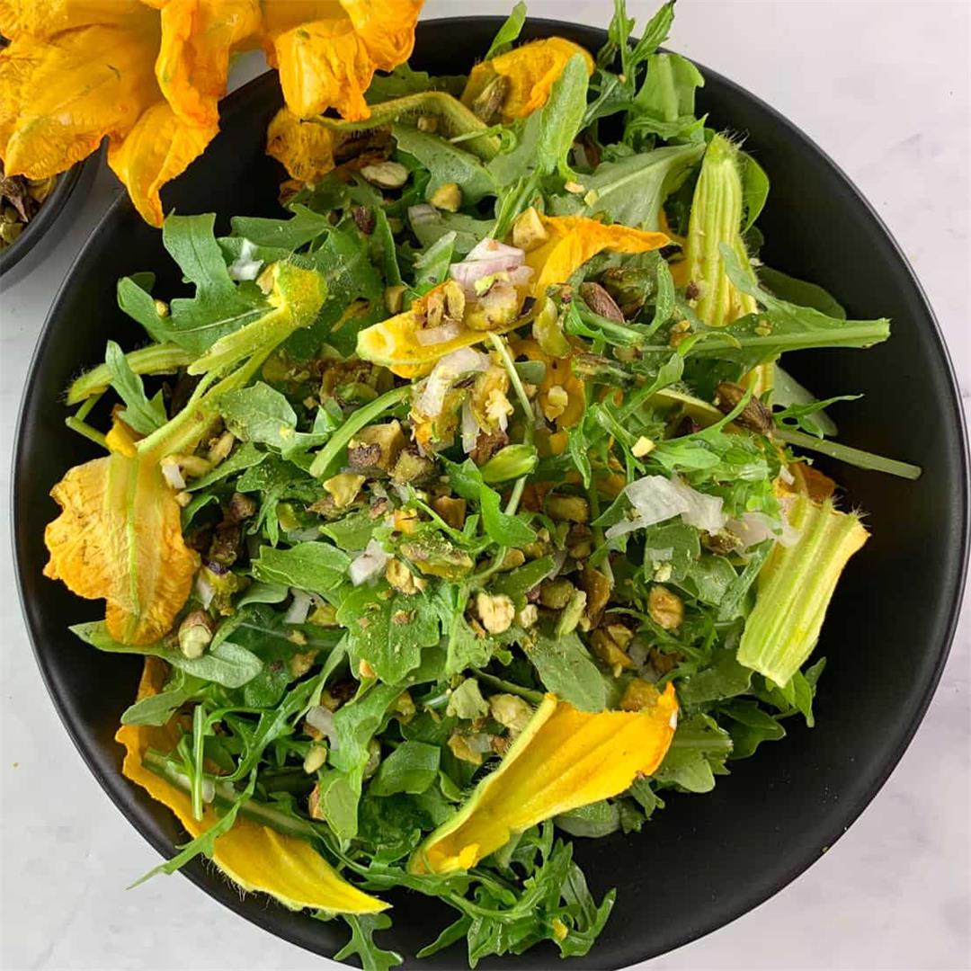 Arugula Salad Recipe with Squash Flowers