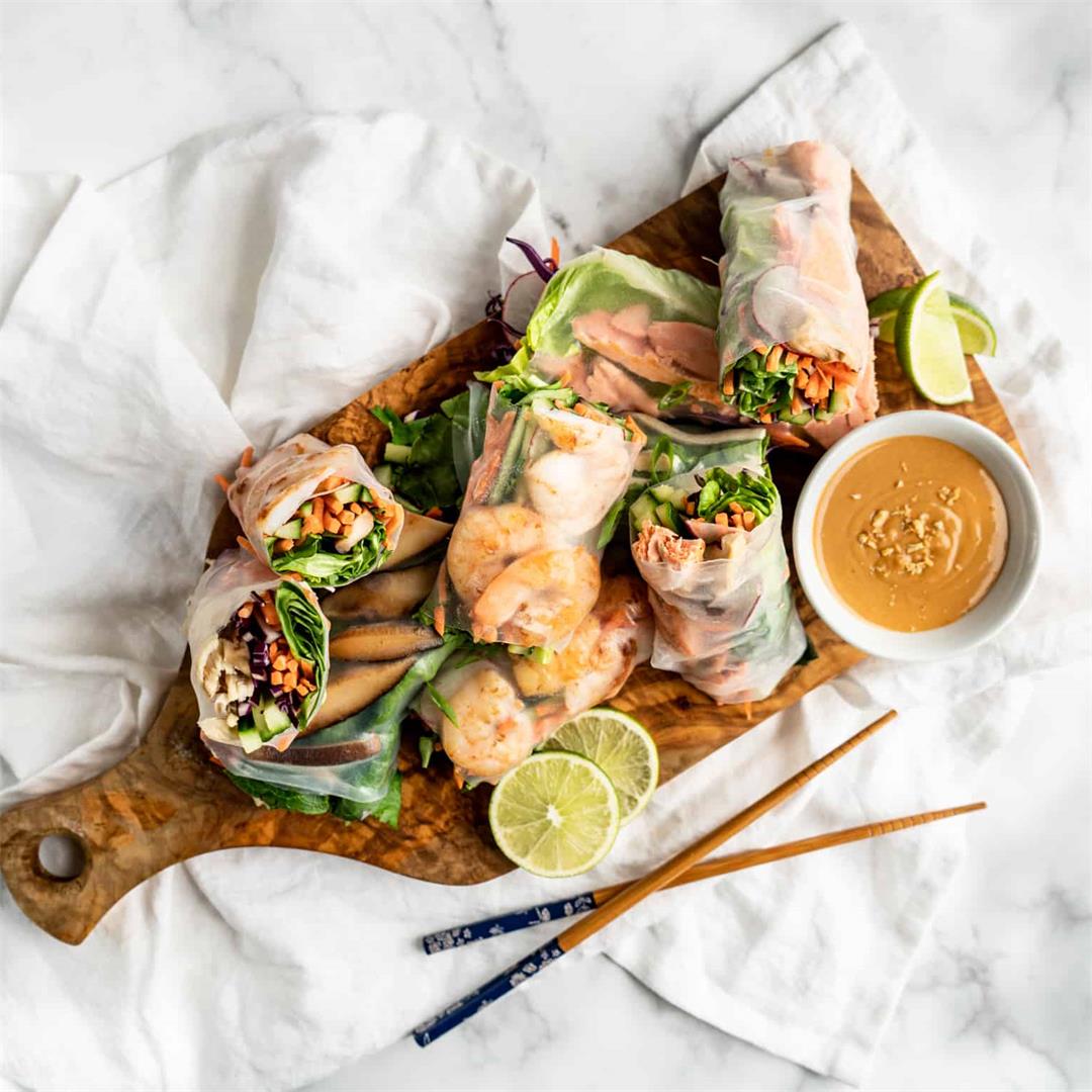 Spring Rolls with Spicy Peanut Dipping Sauce