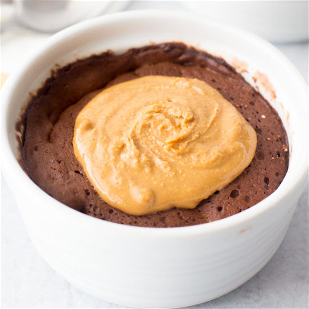 Chocolate Peanut Butter Protein Mug Cake