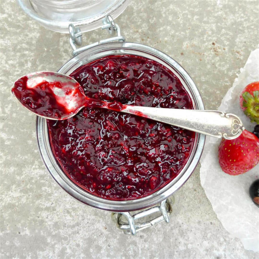 Maple Syrup Berry Jam with Lemon and Chia Seeds