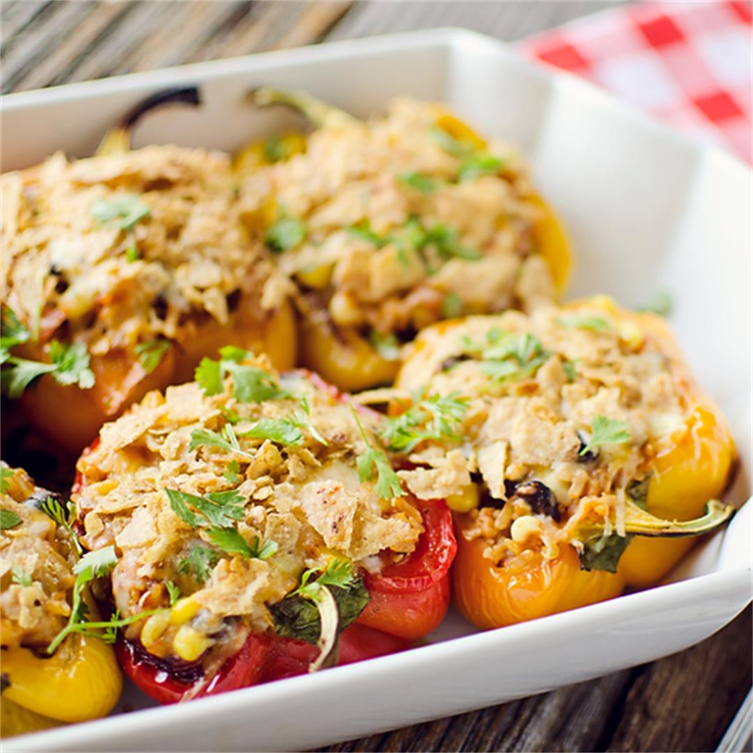 Light Chipotle Chicken & Rice Stuffed Peppers