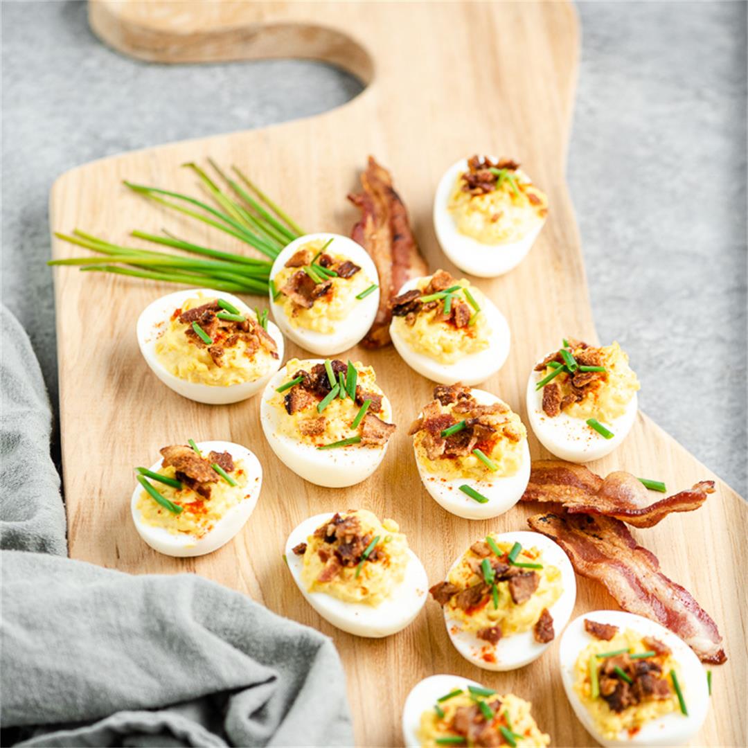 Chive Bacon Deviled Eggs