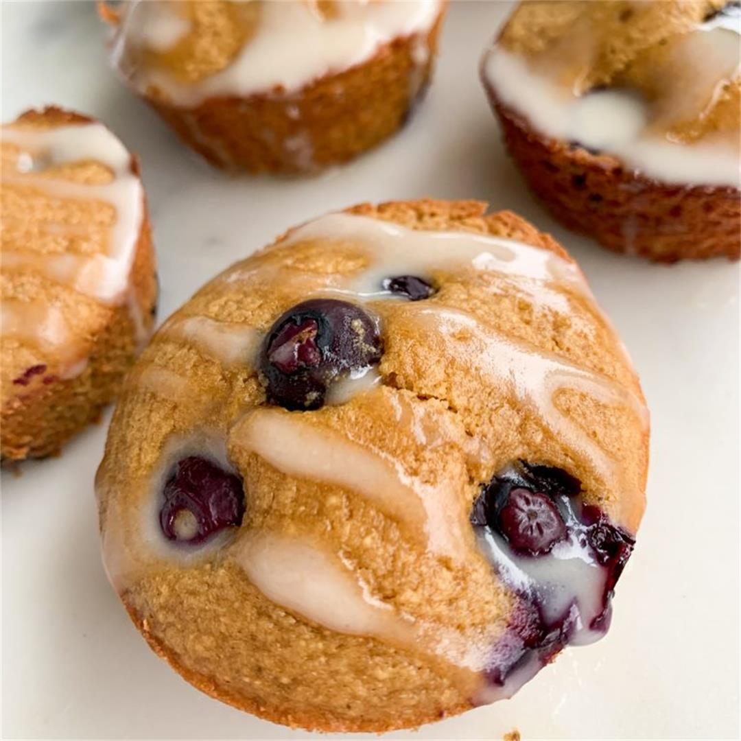 Blueberry Muffins with Lemon Coconut Glaze