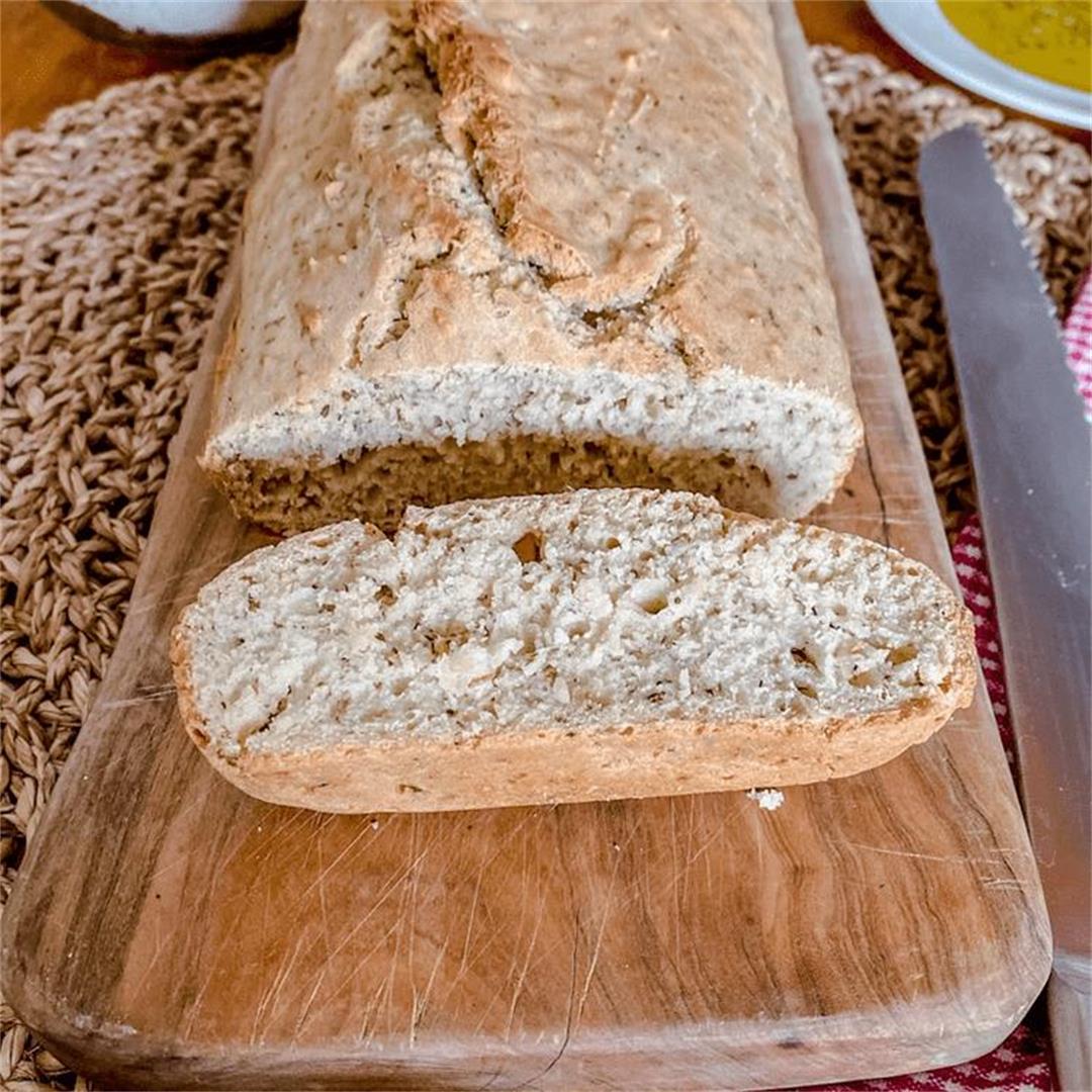 No-Knead No-Yeast Homemade Bread with Olive Oil & Herbs