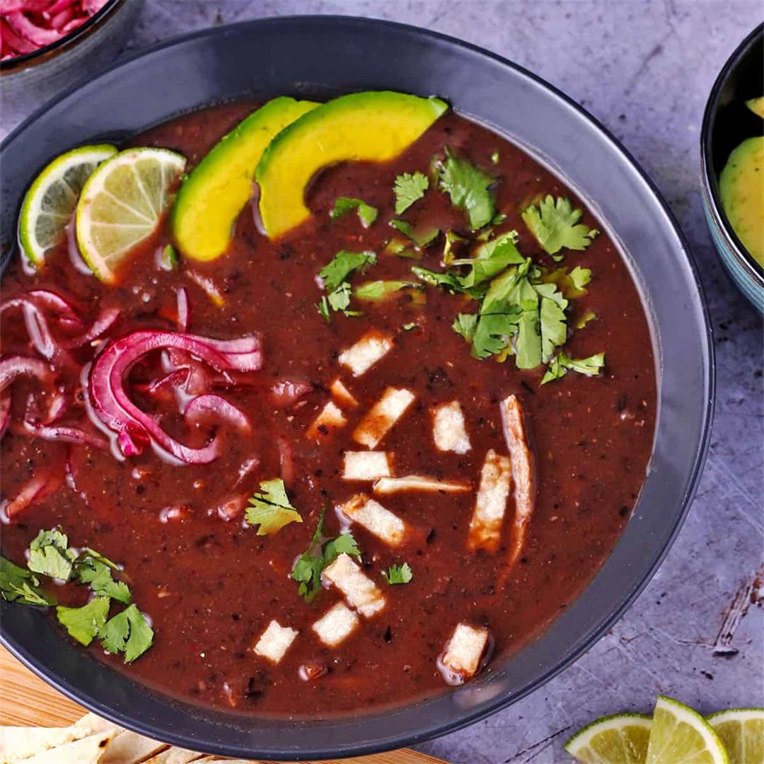 creamy black bean soup from scratch : plant-based