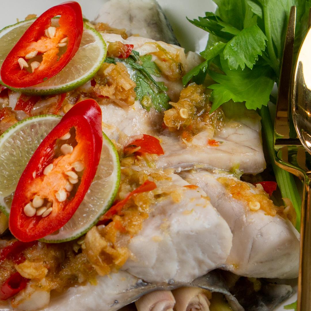 Pla Neung Manao Thai Steamed Fish with Lime Sauce