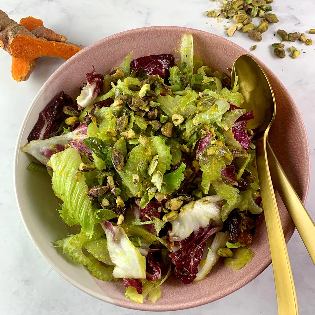 Mixed Green Salad with Healing Turmeric Dressing