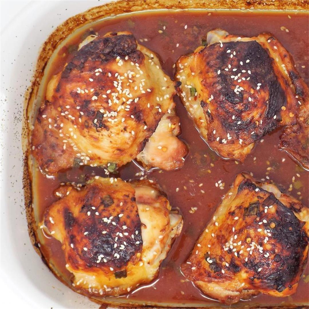 Sweet and Spicy Baked Chicken Thighs