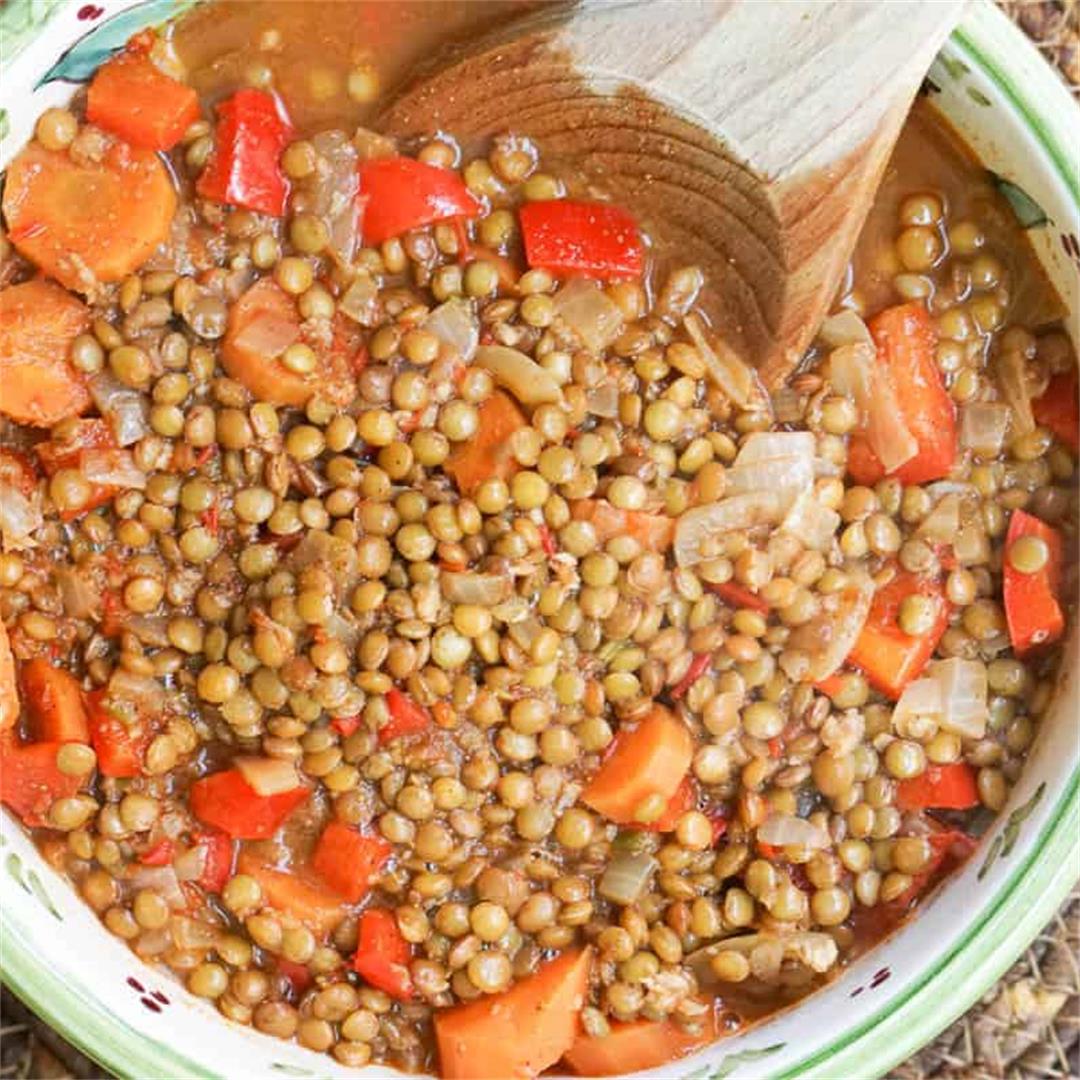 Harissa Vegetarian Moroccan Lentil Stew Recipe