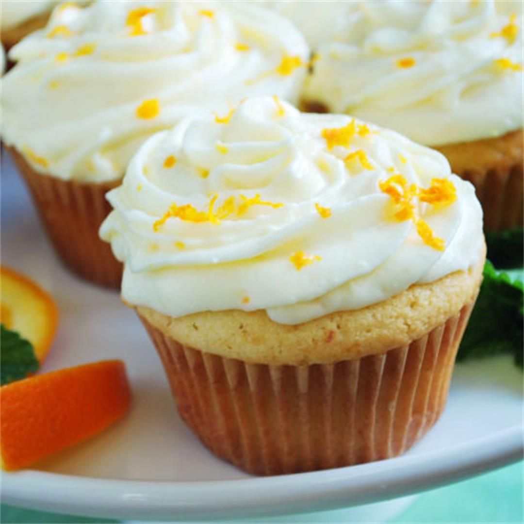 Orange Cupcakes from Scratch with Orange Cream Cheese Frosting