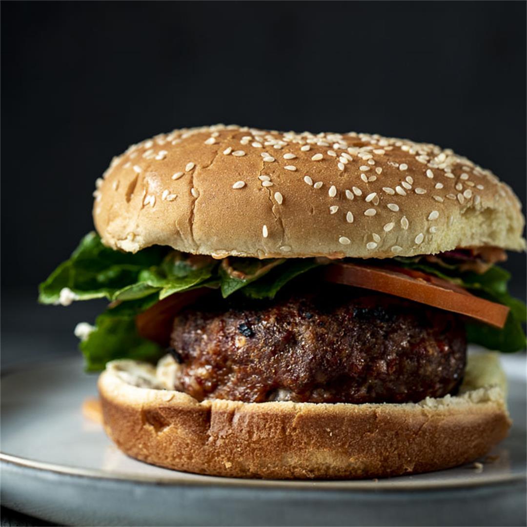 Goat Cheese Stuffed Bison Burger