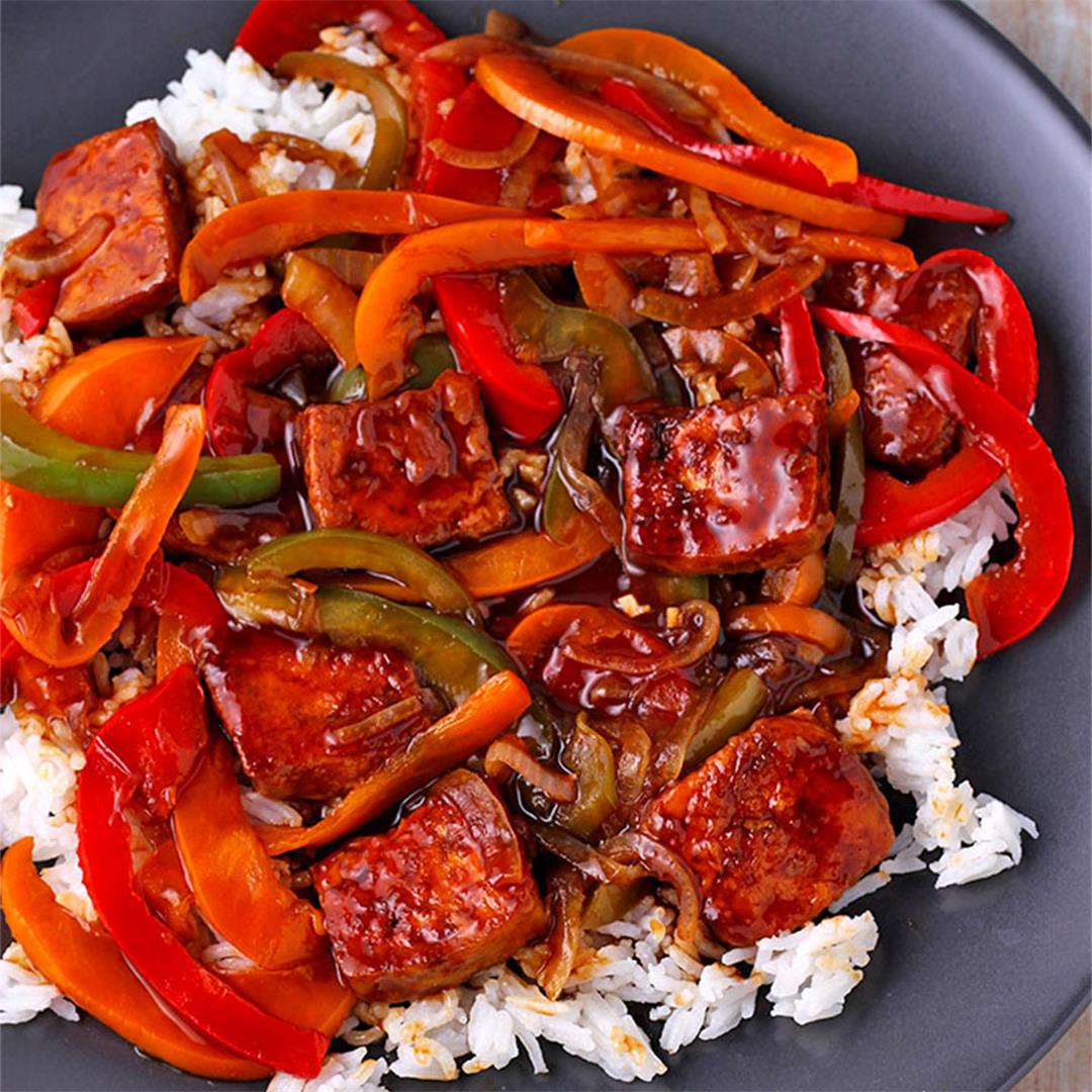 Sweet and Sour Tofu (plant-based & oil-free)