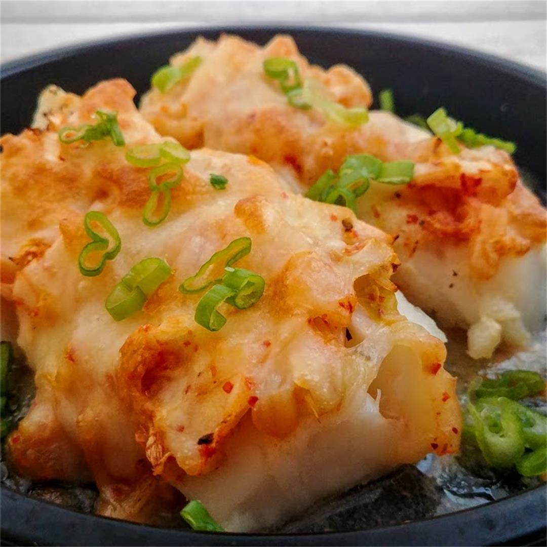 Kimchi and Cheese Baked Fish