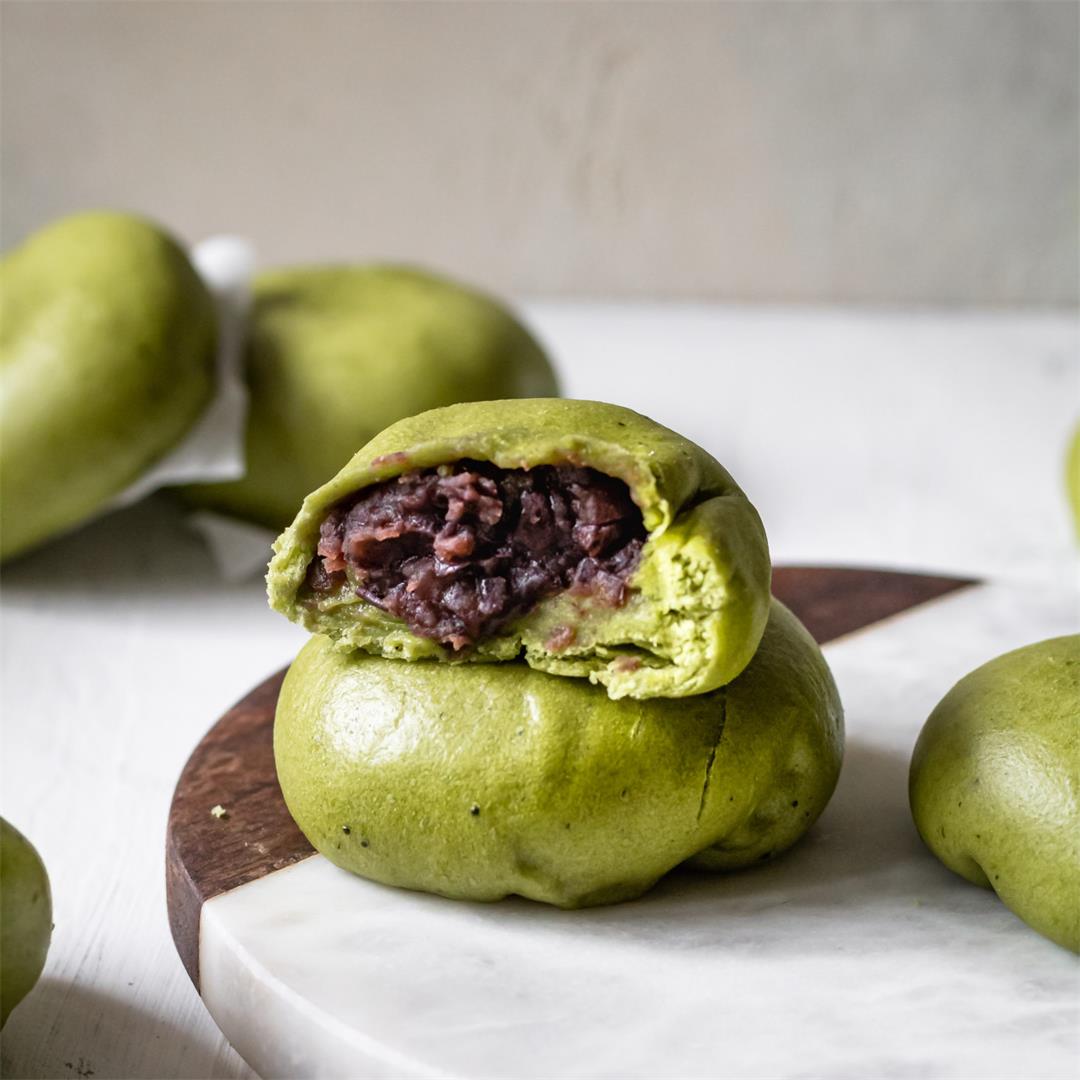 Matcha Red Bean Buns - Cooking Therapy
