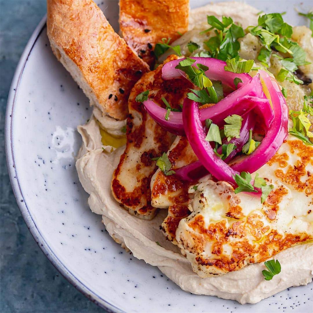 Smoky Aubergine and Halloumi Bowls • The Cook Report