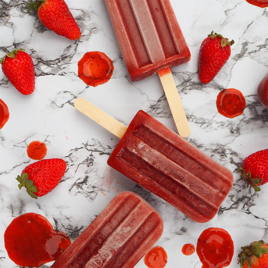Strawberry, balsamic and black pepper popsicles