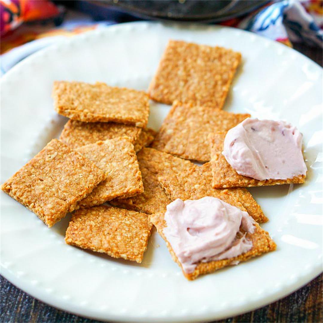 Easy Low Carb Peanut Crackers with Keto Berry Cream Cheese Spre