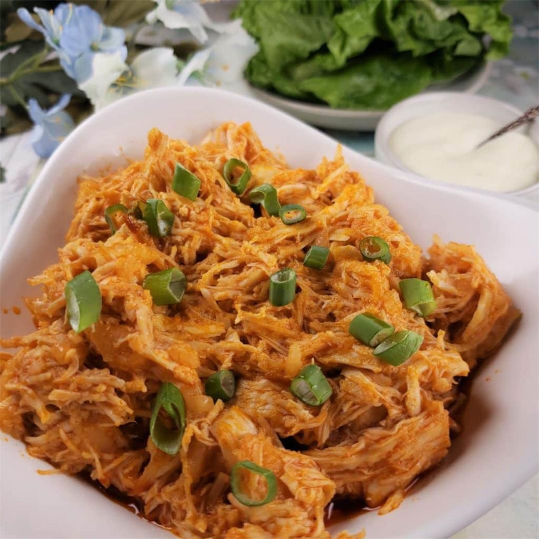 Pressure Cooker Shredded Buffalo Chicken ~ Low Carb, Keto
