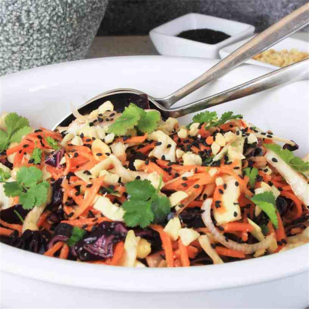 Asian Coleslaw with a Garlic Ginger Dressing
