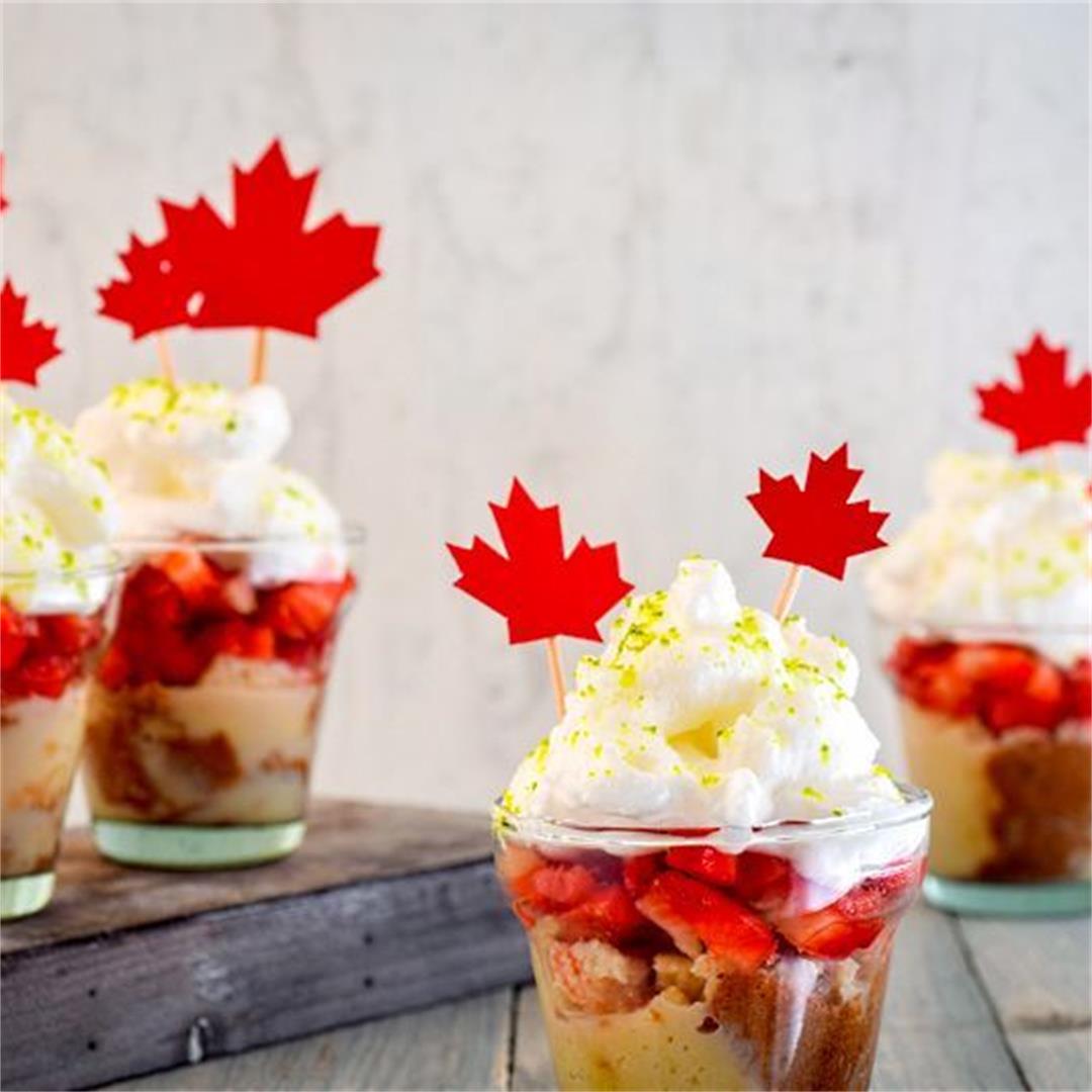 Canada Day Three Milk Cake with Strawberries