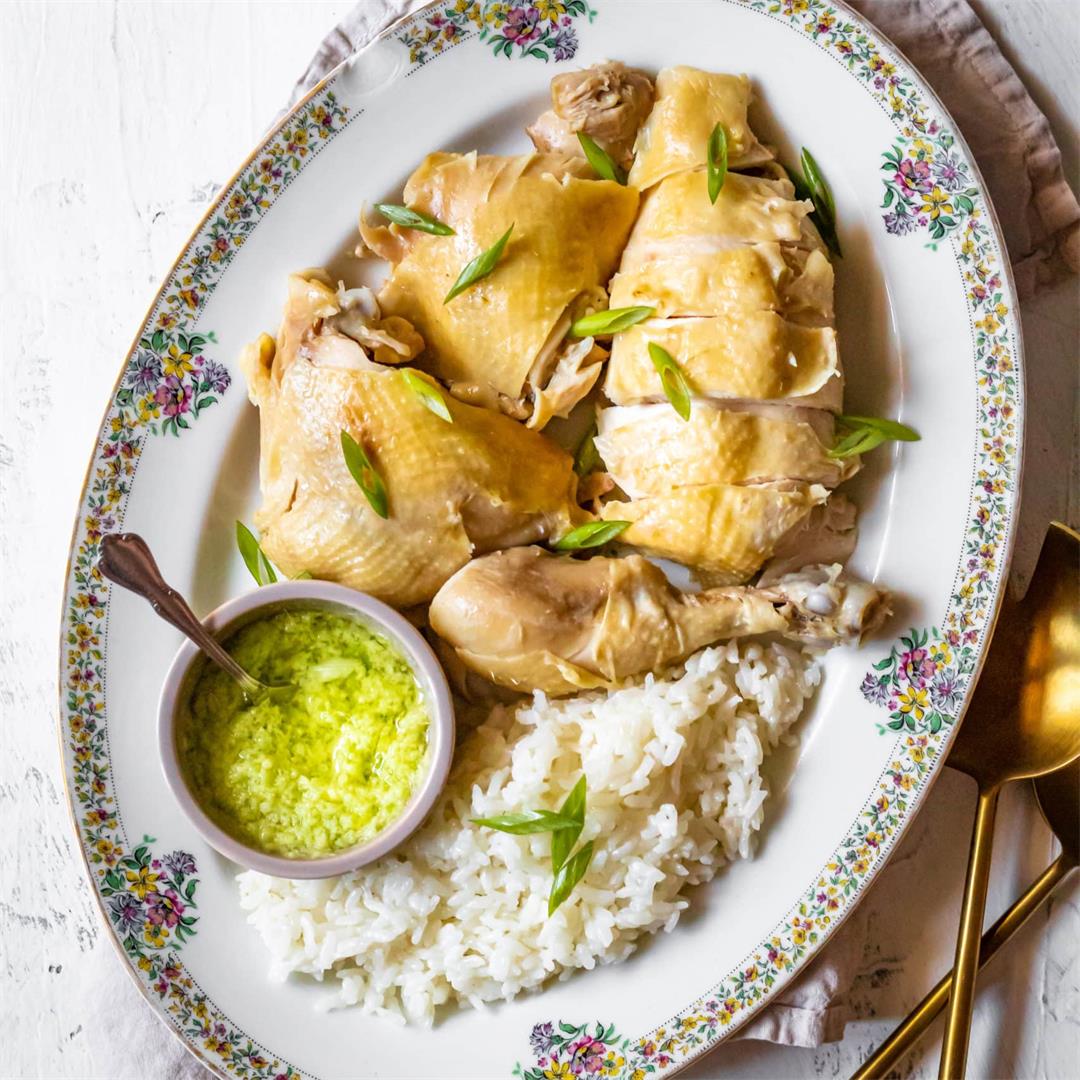 Chinese Steamed Chicken with Ginger Scallion Sauce