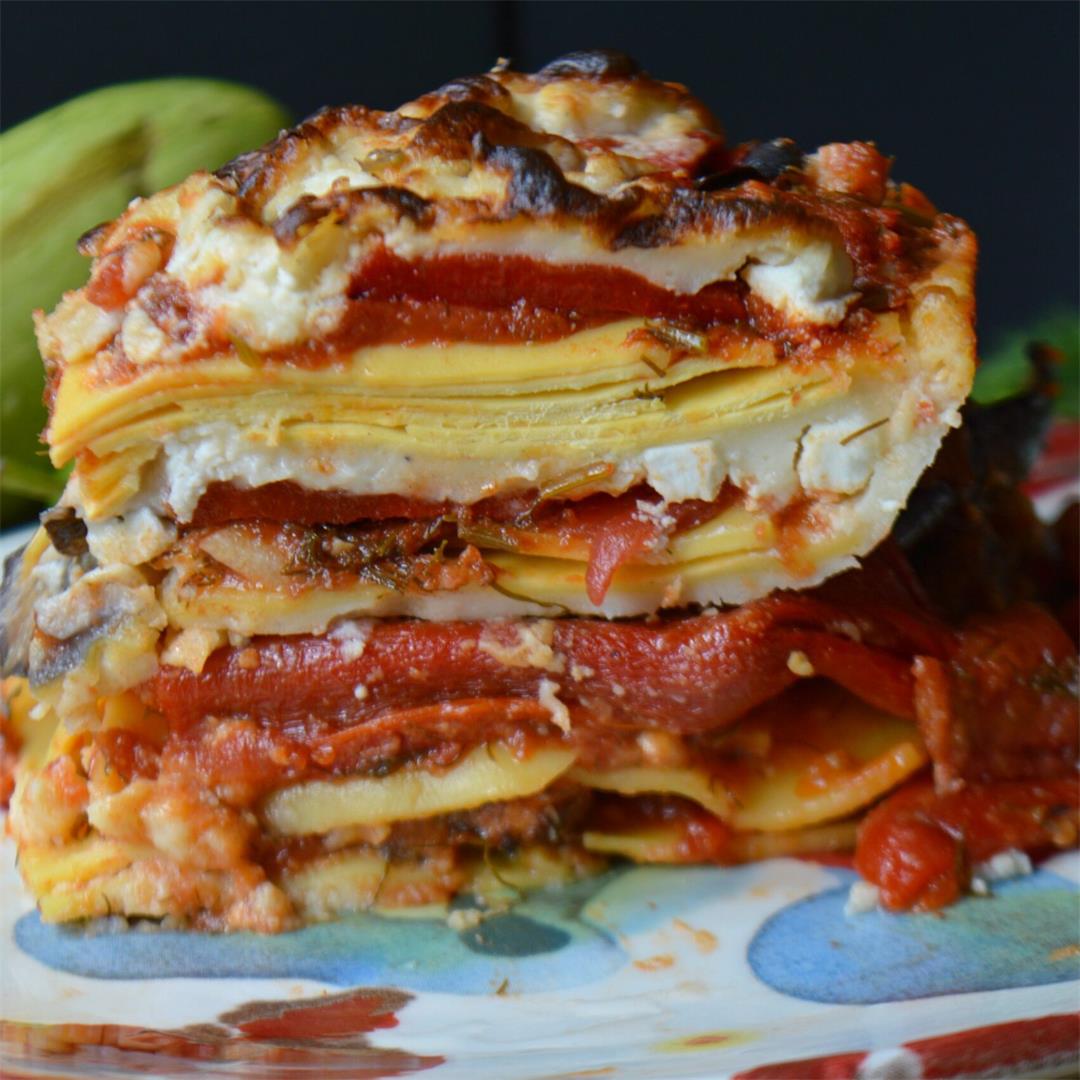 Grilled Eggplant & Red Pepper Lasagna — Tasty Food for Busy Mum