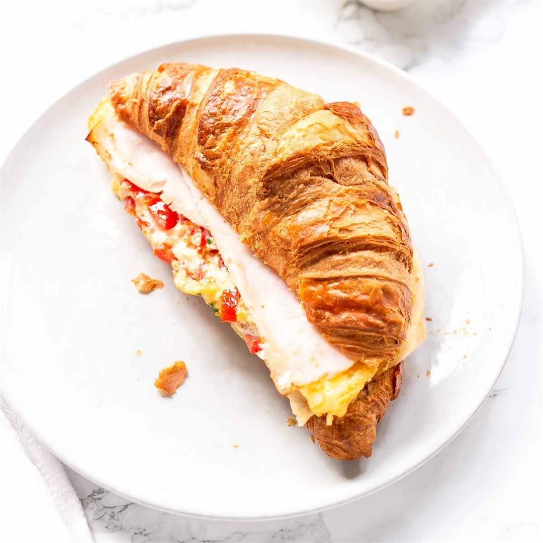 Ham And Cheese Croissant Breakfast Sandwiches