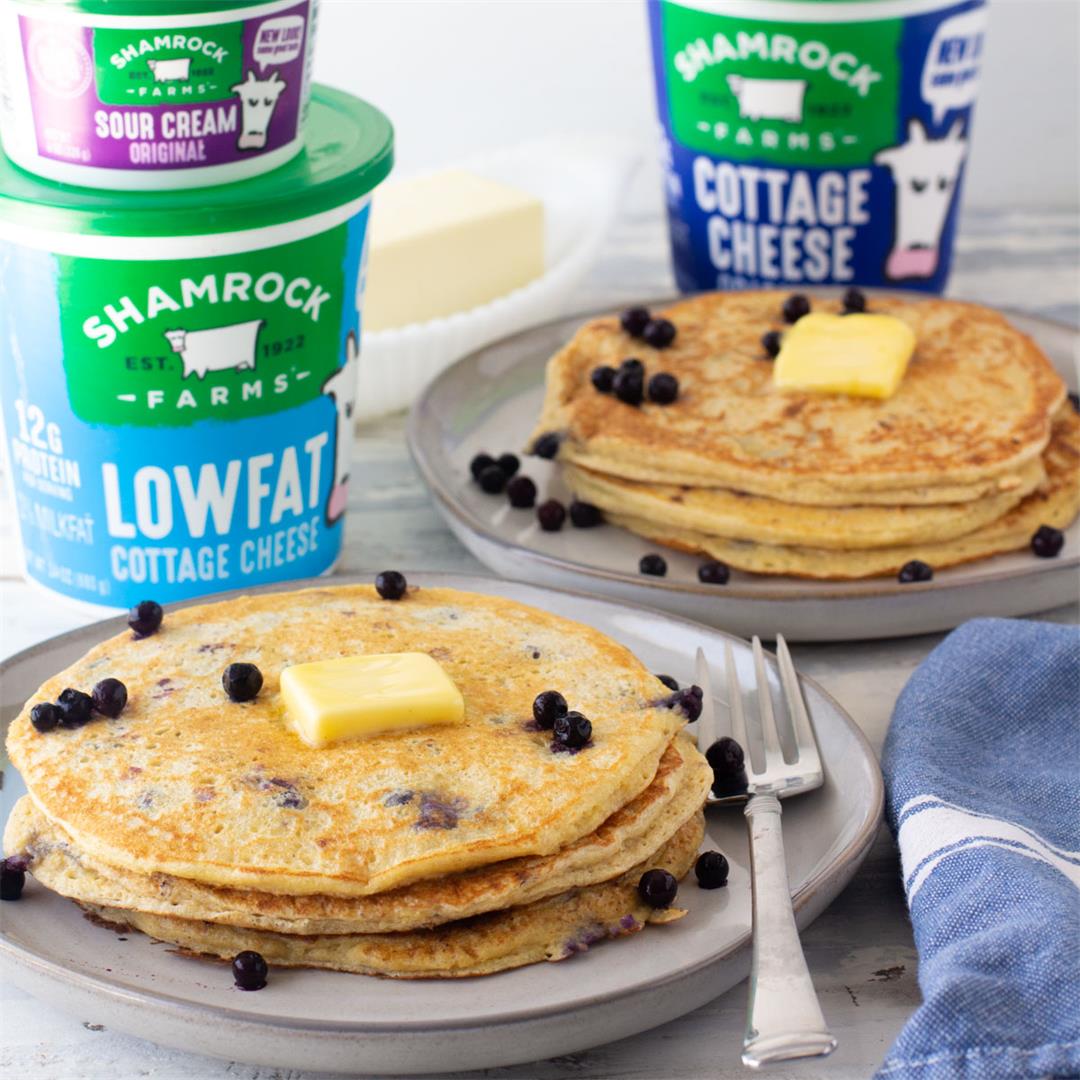 Blueberry Oatmeal Cottage Cheese Pancakes