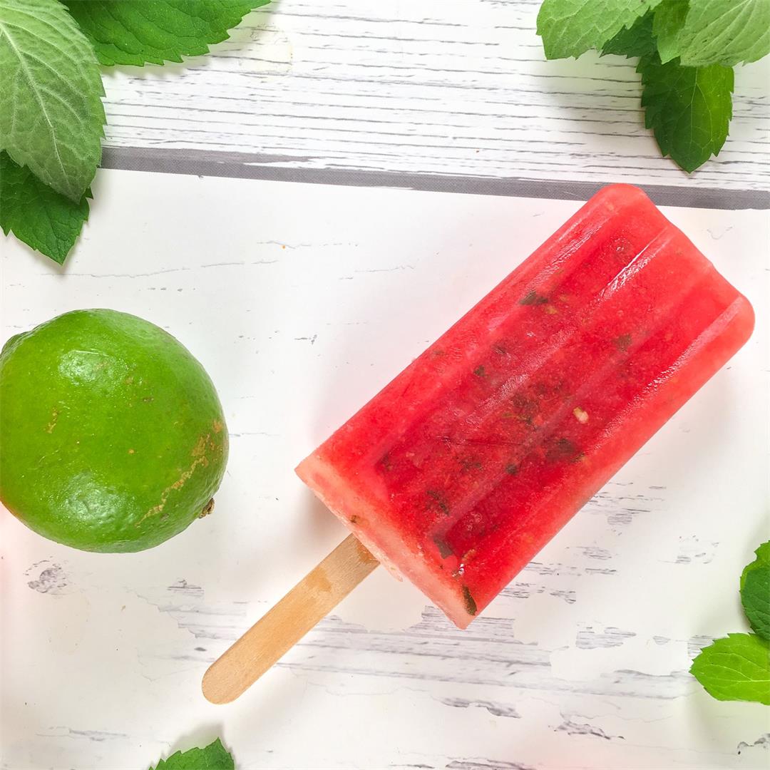 Watermelon Lime Mint Popsicles (No Sugar Added!)