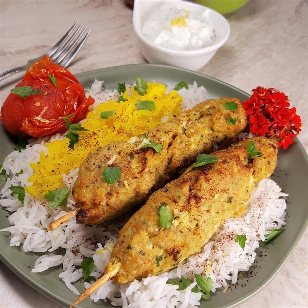 Air Fryer Persian Kabab Koobideh [Iranian chicken kabobs]