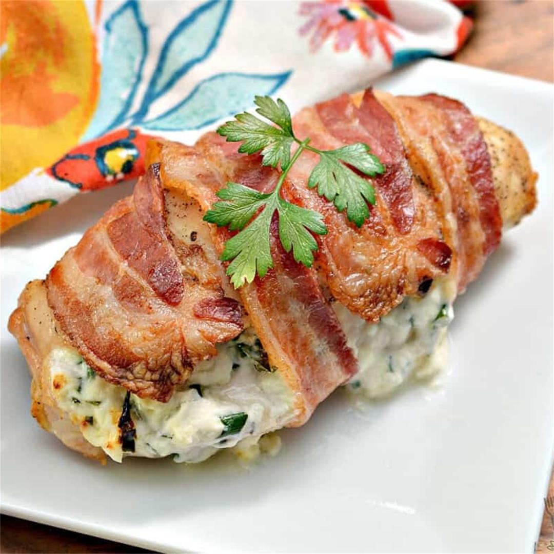 Bacon-Wrapped Cream Cheese Stuffed Chicken