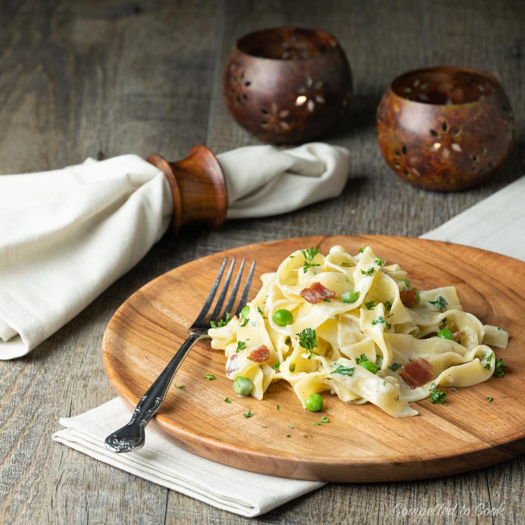 Pappardelle with Peas and Bacon