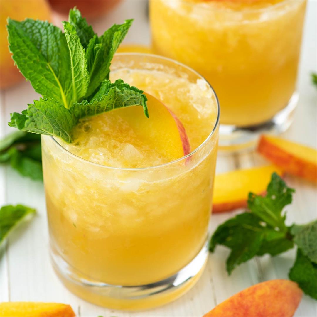 Bourbon Peach Smash Cocktail
