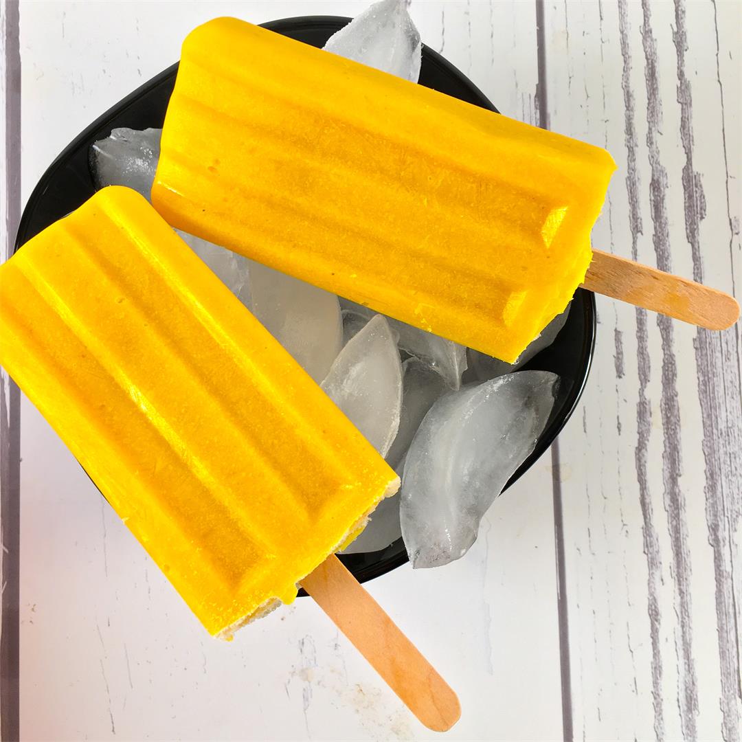 Mango Popsicles with Coconut and Curry (No Added Sugar!)