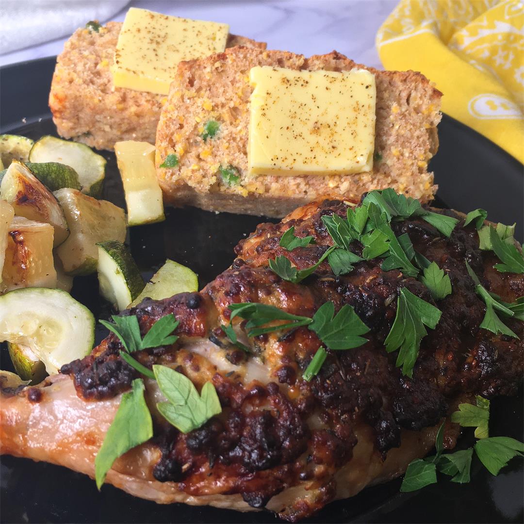 Air Fryer Chicken Legs with Mustard and Herbs