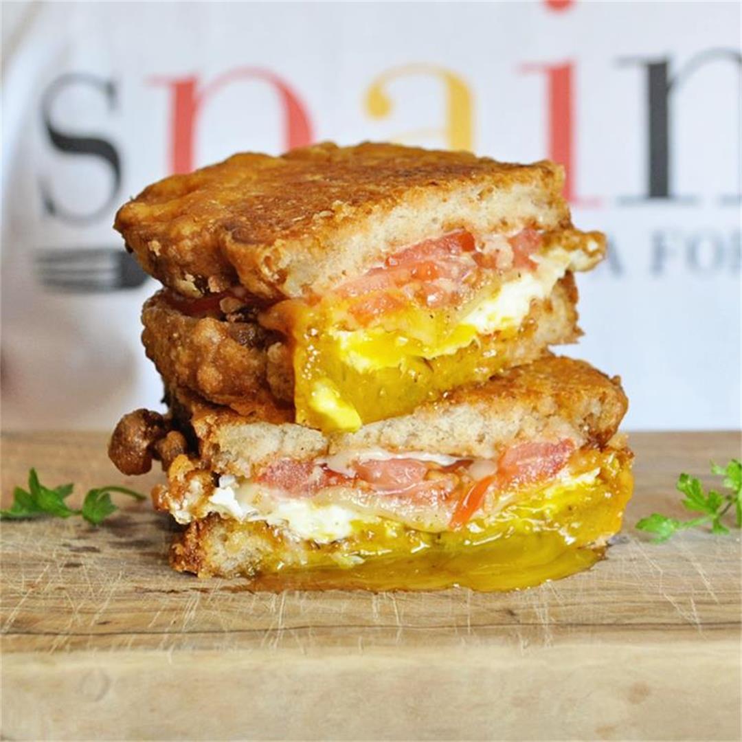 The Best Ever Breakfast Sandwich With Crispy Eggs Cheese Recipe