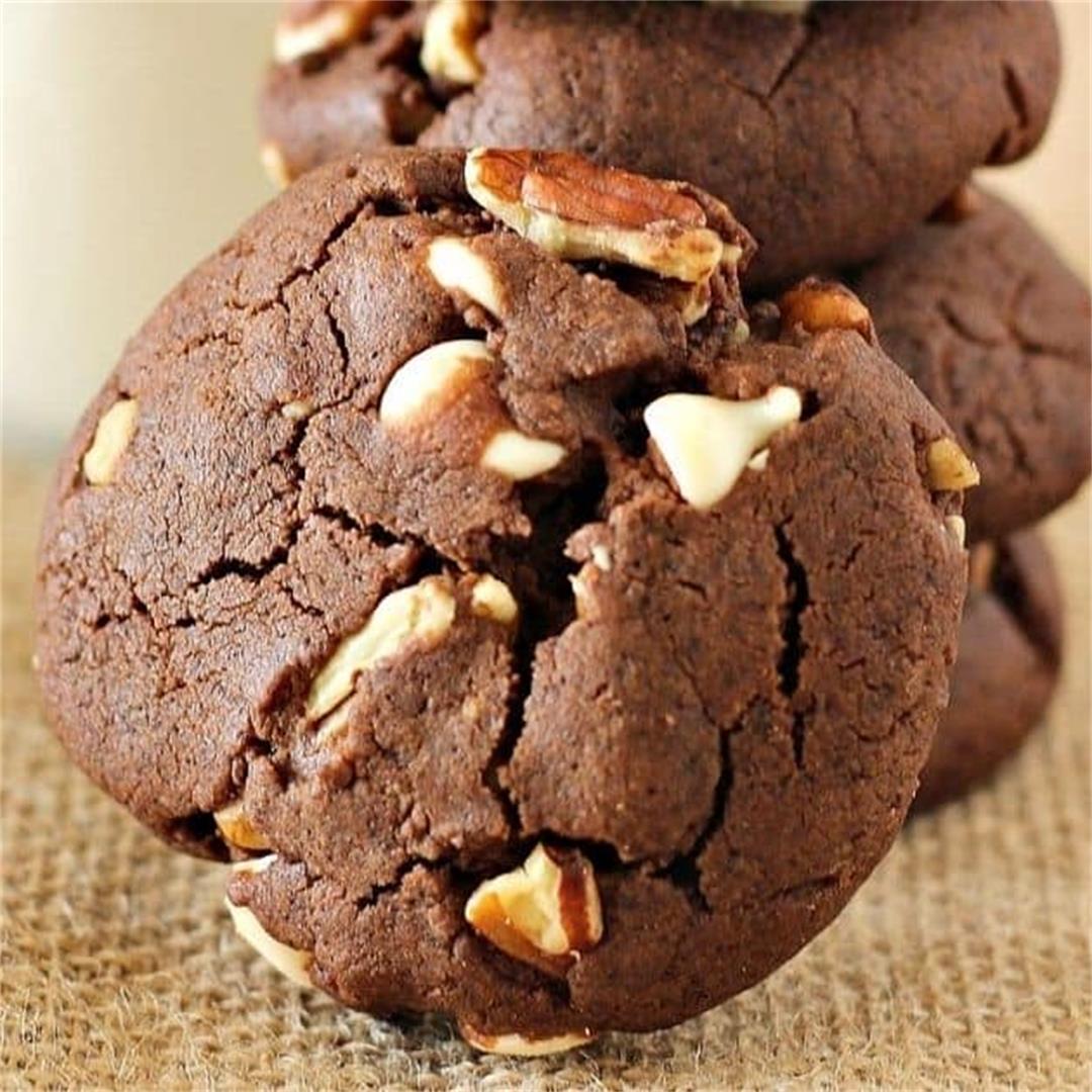 Double Chocolate Pecan Cookies (with White Chocolate Chips)