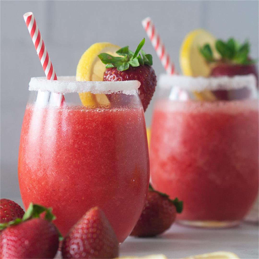 Boozy Frozen Strawberry Lemonade Slushies