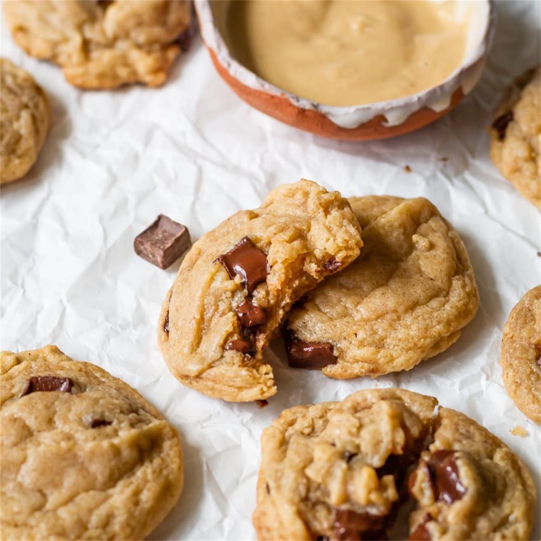 Chewy Tahini Chocolate Chip Cookies - Cooking Therapy