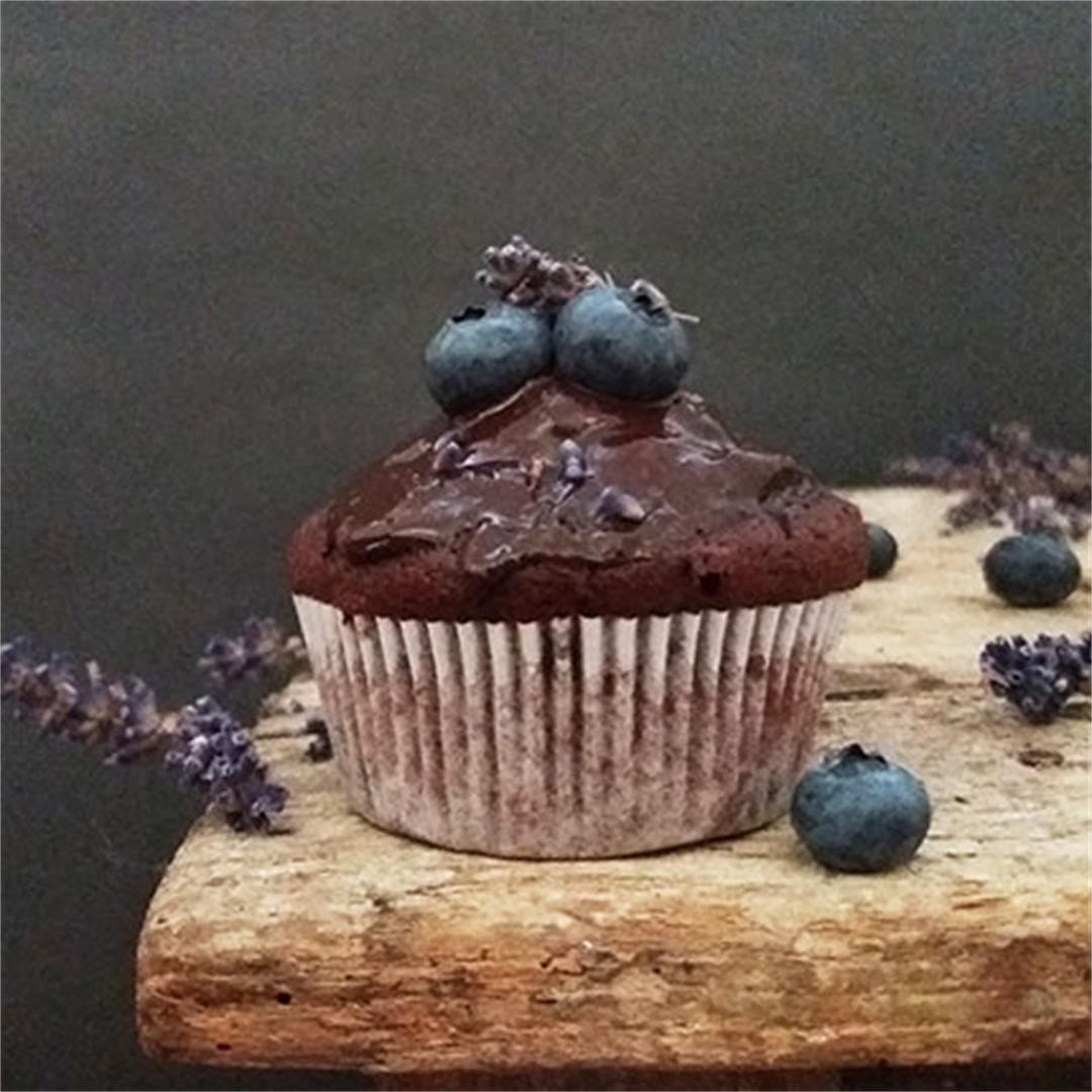 Lavender Blueberry Double Chocolate Muffins