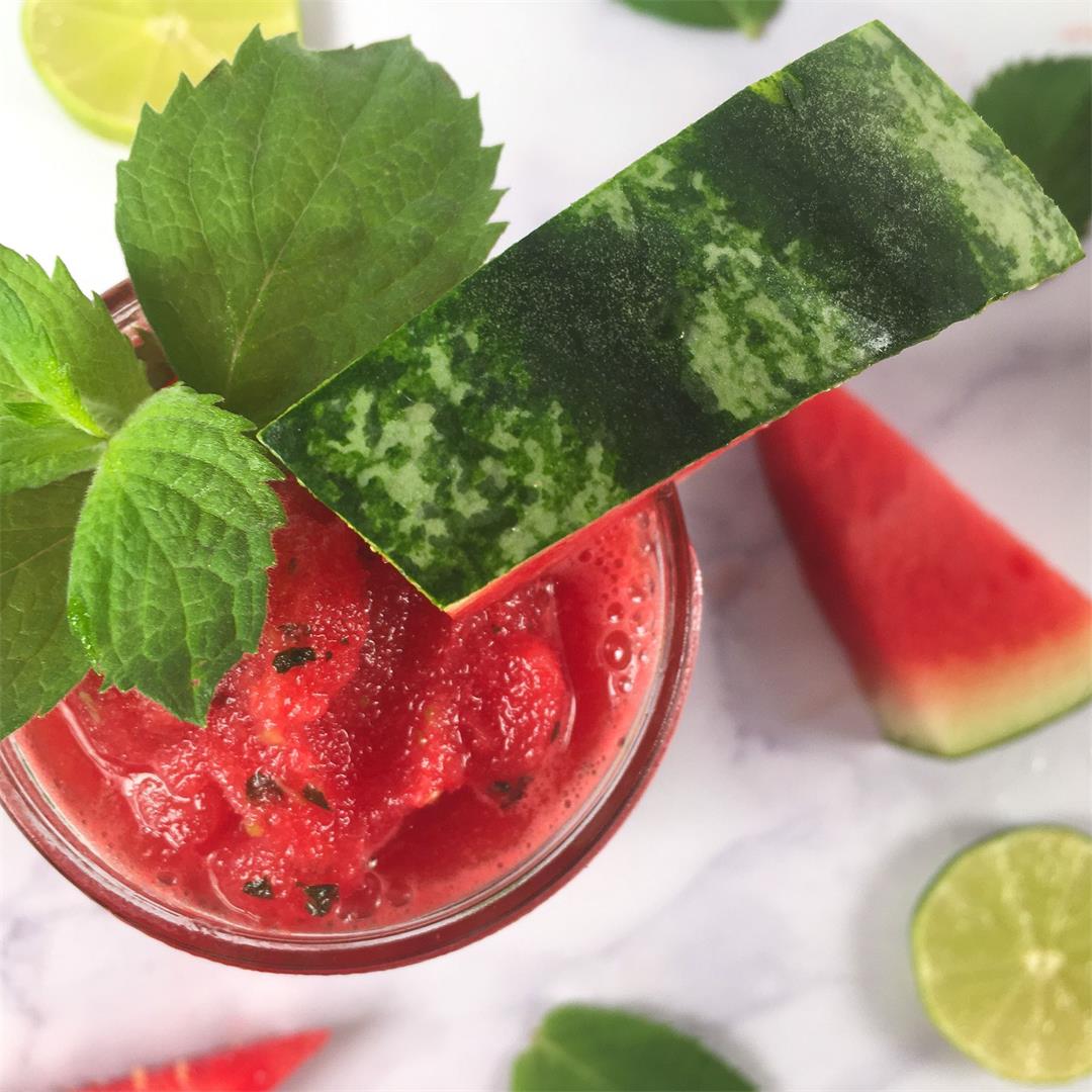 Watermelon Lime Smoothie with Mint (No Added Sugar!)