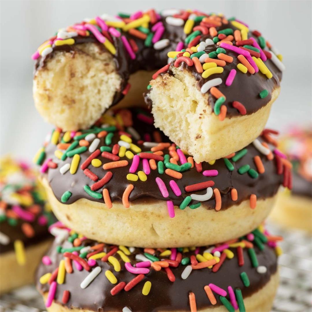 Baked Chocolate Frosted Donuts
